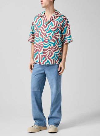 Marni Mens Openwork blue suede pant