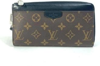 Louis Vuitton Pre-owned Monogram Macassar Lange portemonnee (bi-fold) - Heren - Vintage Clutch - Bruin - ONE Size - Vintage