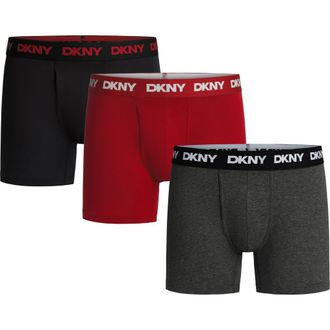 DKNY 3-Pack Stretch Cotton Boxer Briefs in Black/Toreador/charcoal at Nordstrom, Size Xx-Large