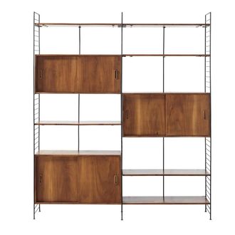 Maisons du monde Librer&iacute;a vintage con 6 puertas de metal negro y acacia maciza 177 cm