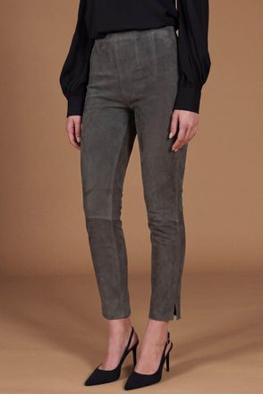 D'Arienzo Leggings in pelle scamosciata elasticizzata colore grigio DArienzo, Seleziona Taglia XS, Colore Grigio