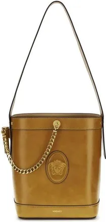 Versace Medusa Cameo Applique Bucket Bag Brown