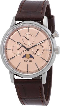 Timex Marlin Quartz Moon Phase Rose Gold Dial Mens Watch TW2W51100