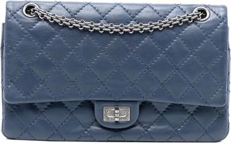 Chanel Borsa a spalla Reissue 2.55 Double Flap 226 in pelle di vitello effetto invecchiato 2014 - Blu