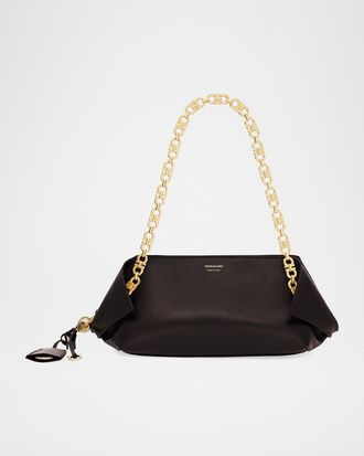 Ferragamo Scarf Smooth Leather Gancio Shoulder Bag