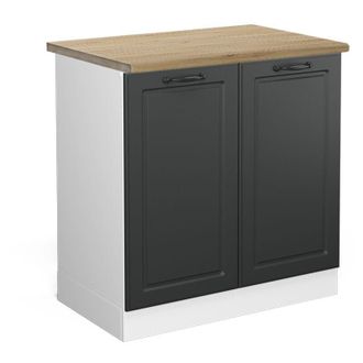 Vicco Armario bajo para fregadero R-Line, Antracita casa de campo, 80 cm, et Roble