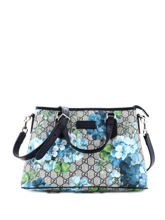 Gucci Convertible Zip Blooms Print GG Coated Canvas Medium tote bag - Blauw