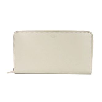Celine Gray White Leather Long Wallet (Bi-Fold) (Pre-Owned)