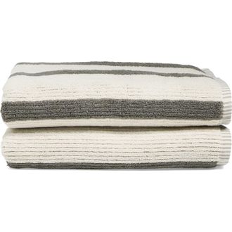 Nordstrom Rack 2-Pack Reversible Stripe Bath Towel in Green Halo at Nordstrom Rack