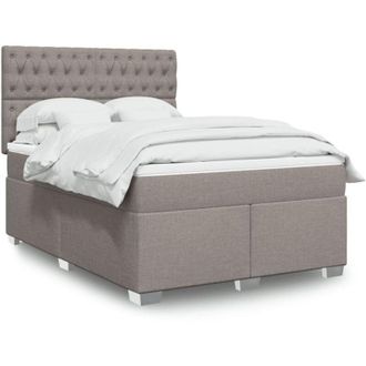 vidaXL Vidaxl - Cama Box Spring Con Colch&oacute;n Tela Gris Taupe 140x200 Cm
