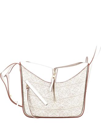 Loewe Hammock Bag Leather and Anagram Jacquard Small shoulder bag - Neutrals