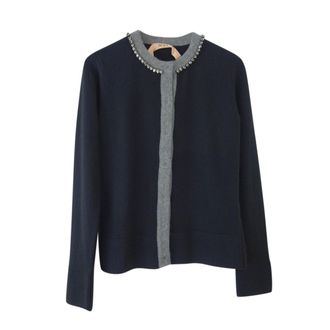 N&deg;21 Crystal Trimmmed Black Wool Cardigan Size S