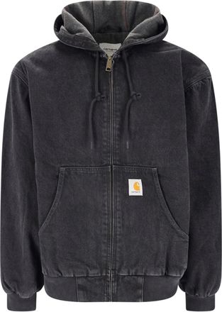Carhartt Work in Progress Black OG Active Hooded Worn-Look Cotton Jacket