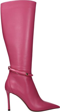 Jimmy Choo London Pink Leather High Heel Womens Boots