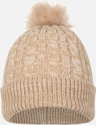 Mountain Warehouse Womens Mountain Warehouse Womens/Ladies Pom Pom Faux Fur Lined Beanie - Cream - Size: ONE size