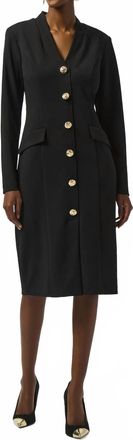 Joseph Ribkoff V-Neck Long Sleeves Sheath Dress In Black