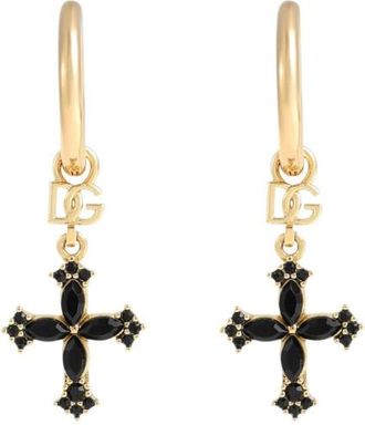 Dolce & Gabbana Golden Cross Drop Earrings