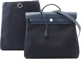 Hermès 2002 Toile Hunter Herbag tote bag - women - Fabric/Calf Leather - One Size - Blue