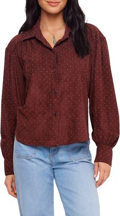 Karen Kane Embellished Faux Suede Shirt in Wine at Nordstrom, Size X-Large