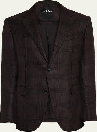 Ermenegildo Zegna Mens Cashmere and Silk Tonal Plaid Sport Coat