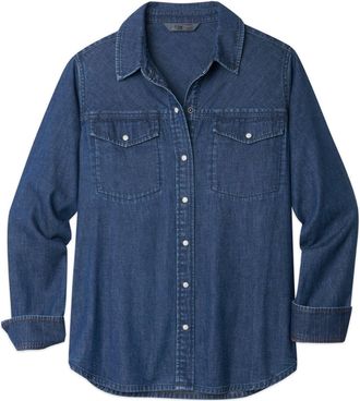 Stio | Womens Slipstone Japanese Denim Shirt, Size Extra Small in Medium Denim