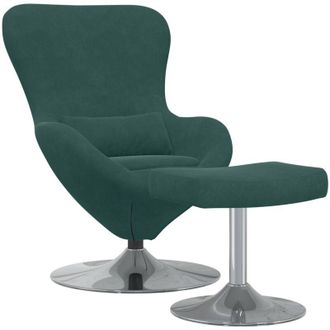 vidaXL Silla Huevo Con Puff Verde Oscuro 63 X 73 X 90 Cm Terciopelo Vidaxl