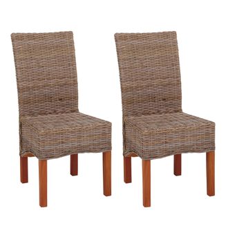 Hhg Hhg - Lote De 2 Sillas De Comedor Silla De Mimbre Silla M44, Rat&aacute;n Kubu, Sin Coj&iacute;n De Asiento