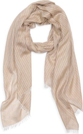 Nordstrom Striped Silk & Cashmere Scarf in Oat at Nordstrom