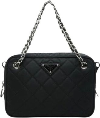 Prada Pre-owned Cross Body Bags, female, Black, Size: ONE SIZE Pre-owned Vintage Nylon Handbag