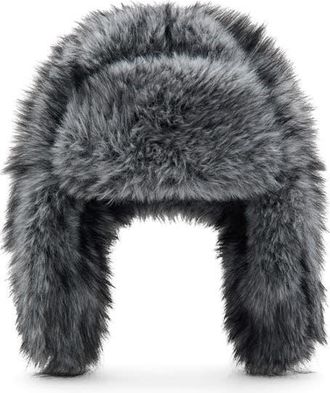 Mango Faux Fur Trapper Hat in Grey at Nordstrom