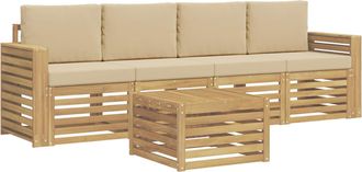 vidaXL Conjunto De Sof&aacute;s De Exterior 5 Uds. Y Beige Poli&eacute;ster Vidaxl