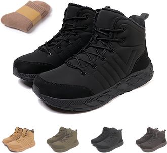 Generic Mens Snow Boots Anti-Slip Waterproof Warm Winter Shoes, Warm Mens Winter Boots Snow, Comfortable Walking Boot for Men (Black,11.5)
