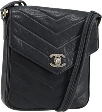 Chanel Pre-owned Vintage Shoulder Bag - Dames - Vintage Schoudertas - Blauw - ONE Size - Leer - Vintage