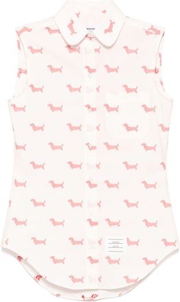 Thom Browne Mouwloze blouse met jacquard - 600 RED