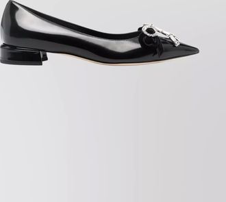Jimmy Choo London leather ballet flats with bow and crystals