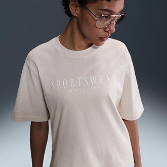 Nike Womens Nike Sportswear Boxy T-Shirt in Brown | HV4653-104