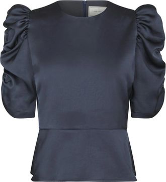 Neo Noir Benua Heavy Sateen Blouse - Dames - Blouses - Blauw - XL - Leer - Overhemden