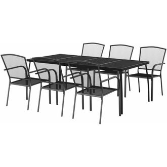 vidaXL Vidaxl - Juego De Comedor De Jard&iacute;n 7 Piezas Acero Gris Antracita