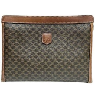 Celine Pre-owned Clutches, female, Brown, Size: ONE SIZE Pre-owned Macadam PVC Leather Clutch Bag