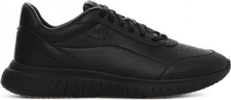 HUGO BOSS Leren Slip-On Sneakers met Zijlogo - Heren - Sneakers - Zwart - 44 EU - Leer - Schoenen