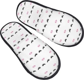 Generic Cotton Slippers Eyelash Lip White Breathable Hotel Slippers Non-Slip Indoor Shoes For Room Winter Indoor M