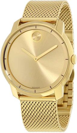 Movado Bold Gold Dial Gold-tone Mesh Mens Watch 3600373