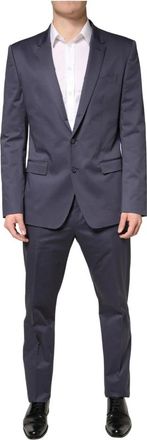 Dolce & Gabbana Martini Single Breasted 2 Piece Suit - Heren - Business pakken - Blauw - 3XL - Katoen - Kostuums