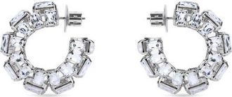 Area Small Crystal Hoop Earrings in Clear Crystal/Silver at Nordstrom