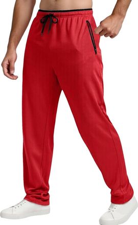 Generic 2025 Trousers Mens Sweatpants Mesh Lightweight with Zip Pockets Breathable Athletic Pants for Workout Running (Red, XL)