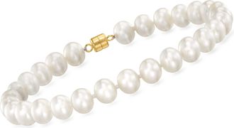 Ross-Simons 6-7mm Cultured Pearl Bracelet With 14kt Yellow Gold Magnetic Clasp