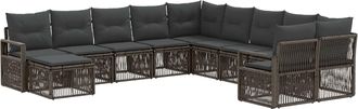 vidaXL Conjunto De Sof&aacute;s De Jard&iacute;n 11 Uds. Gris Rat&aacute;n Sint&eacute;tico Vidaxl