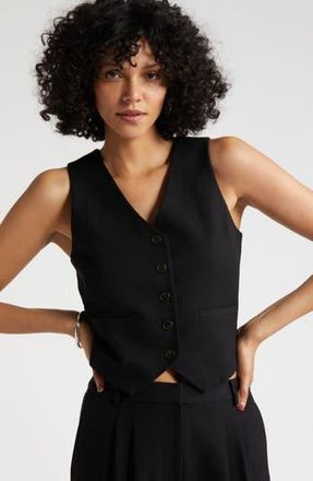Nordstrom Textured Button-Up Vest in Black at Nordstrom Rack, Size X-Small