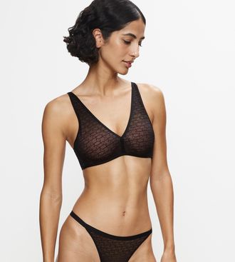 Triumph B&uuml;gelloser BH TRIUMPH Signature Sheer P EX, Damen, Gr. 70, Cup D, schwarz, T&uuml;ll, Obermaterial: 49% Polyester, 26% Elasthan, 25% Polyamid, bestickt, un