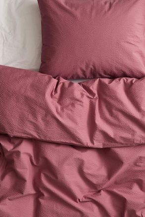 H&M Seersucker-Bettwäsche in Einzelbett-Grösse - Pink
